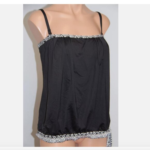 NWT 24th & Ocean by VM Swimsuit Tankini Top Bandeau Tank Black - Picture 2 of 4